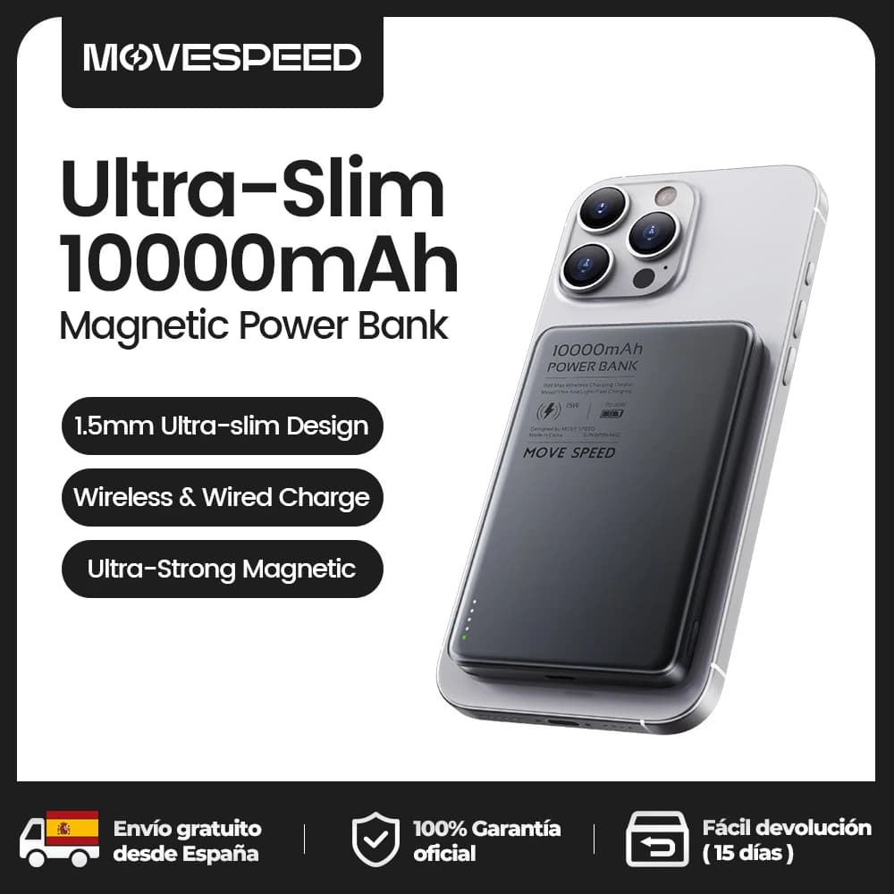 MOVESPEED S10 10000mAh Power Bank Carga Rapida 20W PD USB-C Bateria Externa Movil Portatil Mini Cargador Portátil para iPhone 16 15 Samsung S24 S23