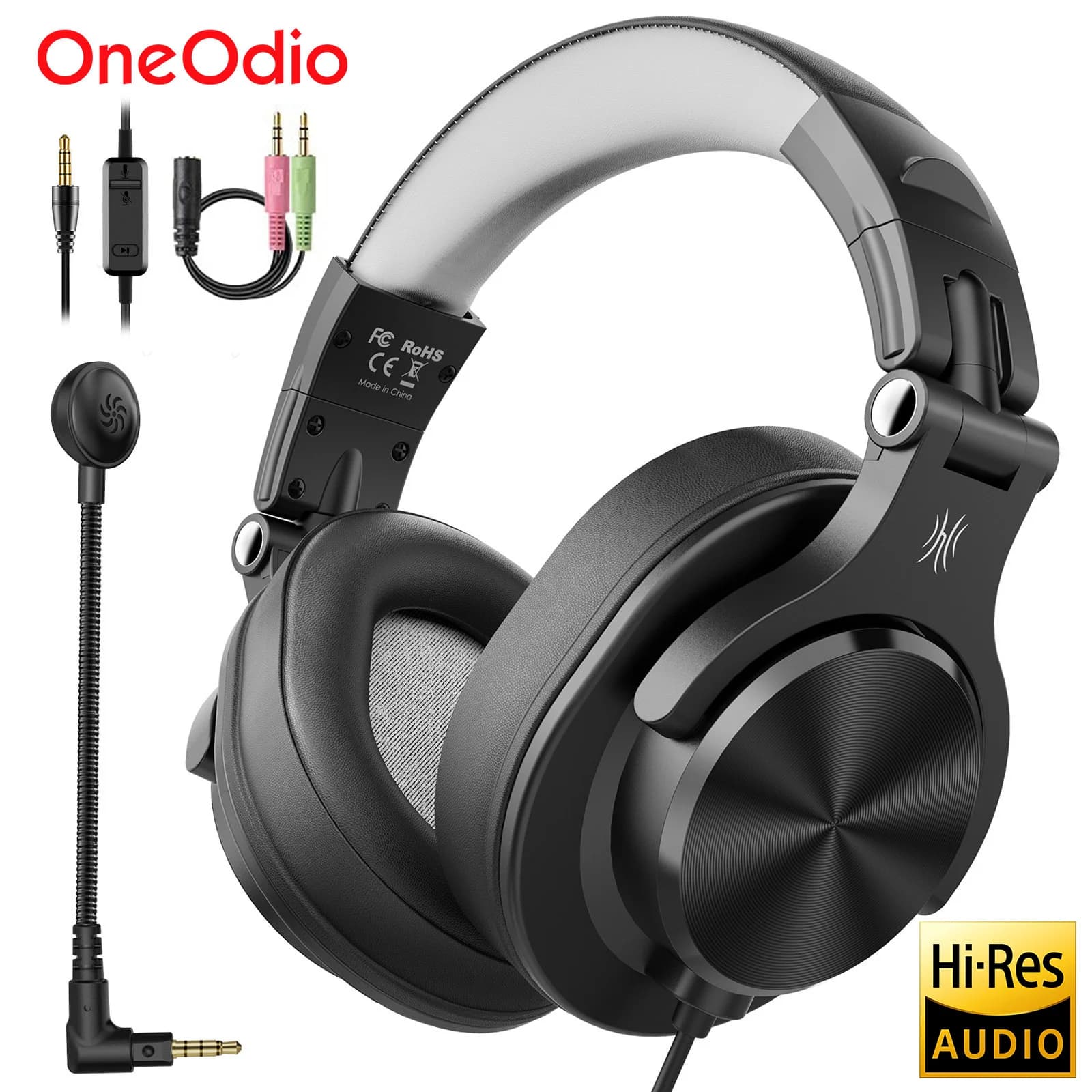 Oneodio-auriculares A71D para juegos de ordenador, cascos con micrófono desmontable, por encima de la oreja, centro de llamadas, para PC, Skype y oficina