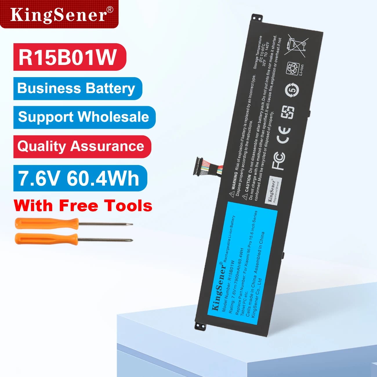 Batería para portátil KingSener R15B01W para Xiaomi Pro serie TM1701 de 15,6 pulgadas 171501 -AQ TM1707 Notebook 7900mAh/60.4WH Herramientas gratuitas