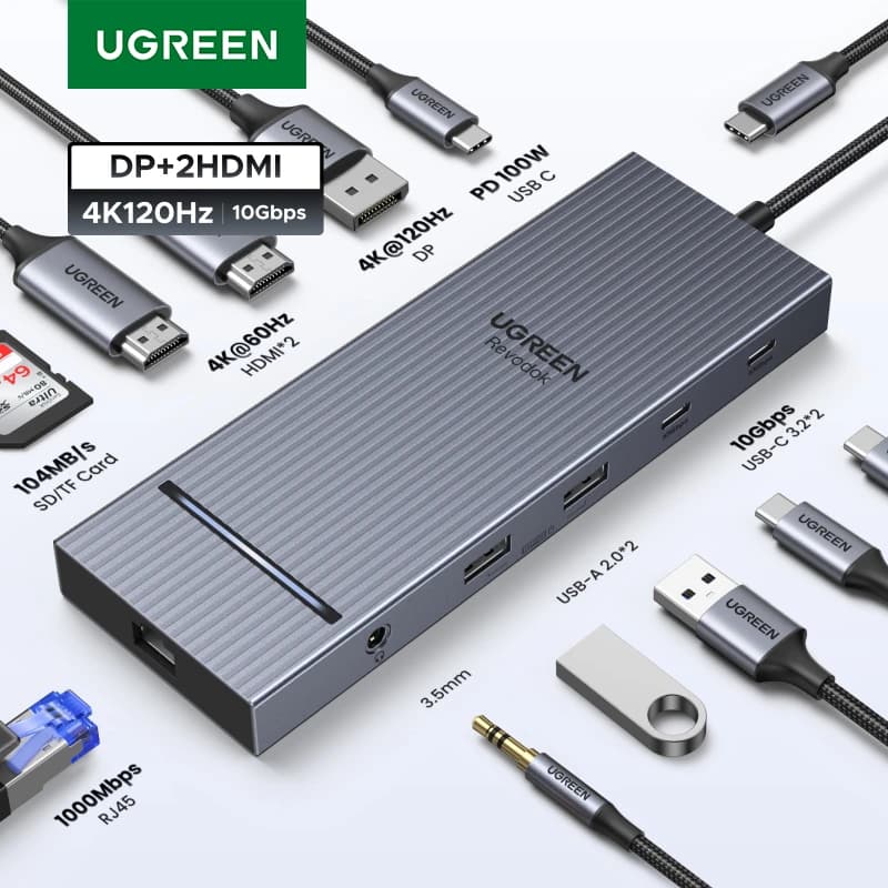 UGREEN USB C HUB 4K60Hz adaptador HDMI USB C a USB3.0 PD100W SD y TF para MacBook Pro Air portátil tipo C 3,1 estación de acoplamiento divisor