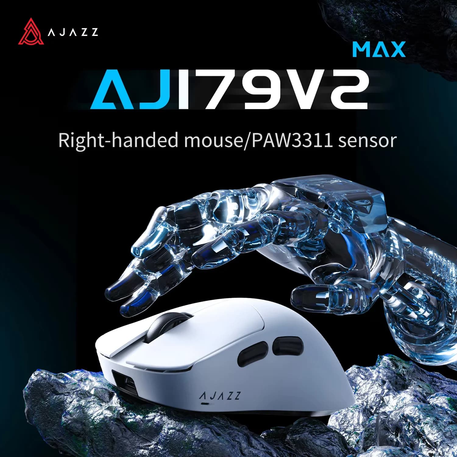 AJAZZ AJ179 V2 MAX Ratón Inalámbrico para Juegos E-Sport, Frecuencia de Sondeo de 1K, Diseño Ligero, Ergonómico, Sensor PAW3311