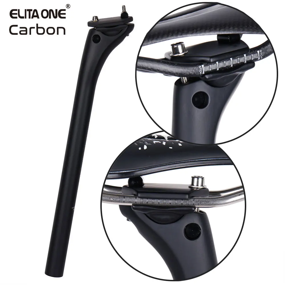 ELITAONE MTB tija de sillín de carbono 27,2/30,9/31,6mm Offset 20mm tija de sillín de bicicleta de carretera con cubierta de Base de fibra de carbono
