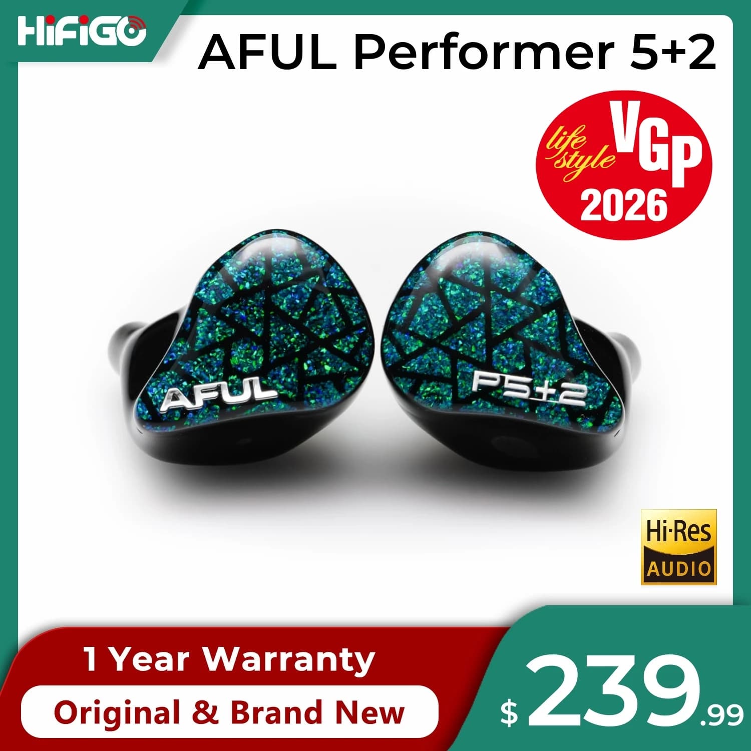 AFUL Performer 5+2 / Performer 7 Auriculares Intrauditivos Híbridos con Cable HiFi 2DD+4BA+1Micro Planar para Música IEMs | HiFiGo