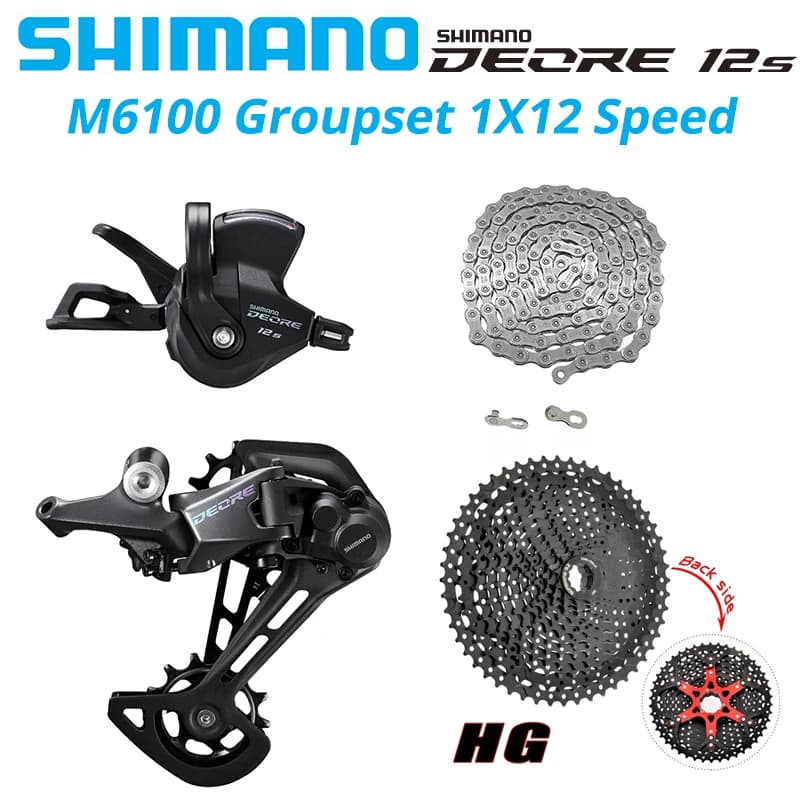 Shimano Deore M6100 1x12 grupo de desviadores de velocidad 12 velocidades palanca de cambios derecha pasador CN cadena RD Sunshine Cassette 46T 50T 52T