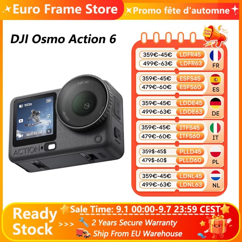 Cámara de Acción Dji Osmo Action 6 con Apertura Variable, Sensor Cuadrado de 1/1.1 Pulgadas, Nueva Osmo Action 6 con Corte Libre 4K