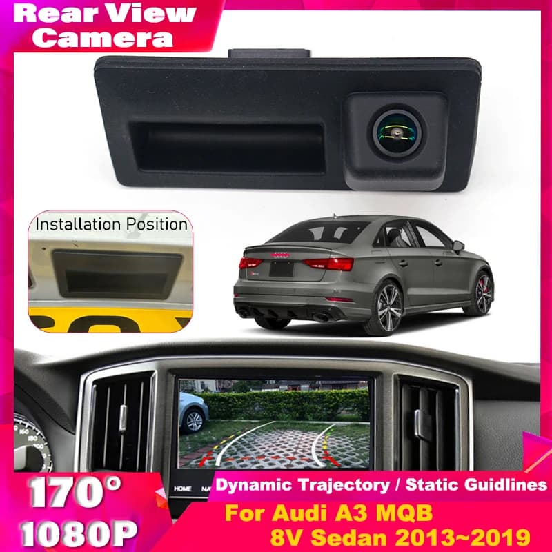 Cámara de Visión Trasera para Maletero de Coche para Audi A3 MQB 8V Sedán 2013 2014 2015 2016 2017 2018 2019 HD CCD con Visión Nocturna
