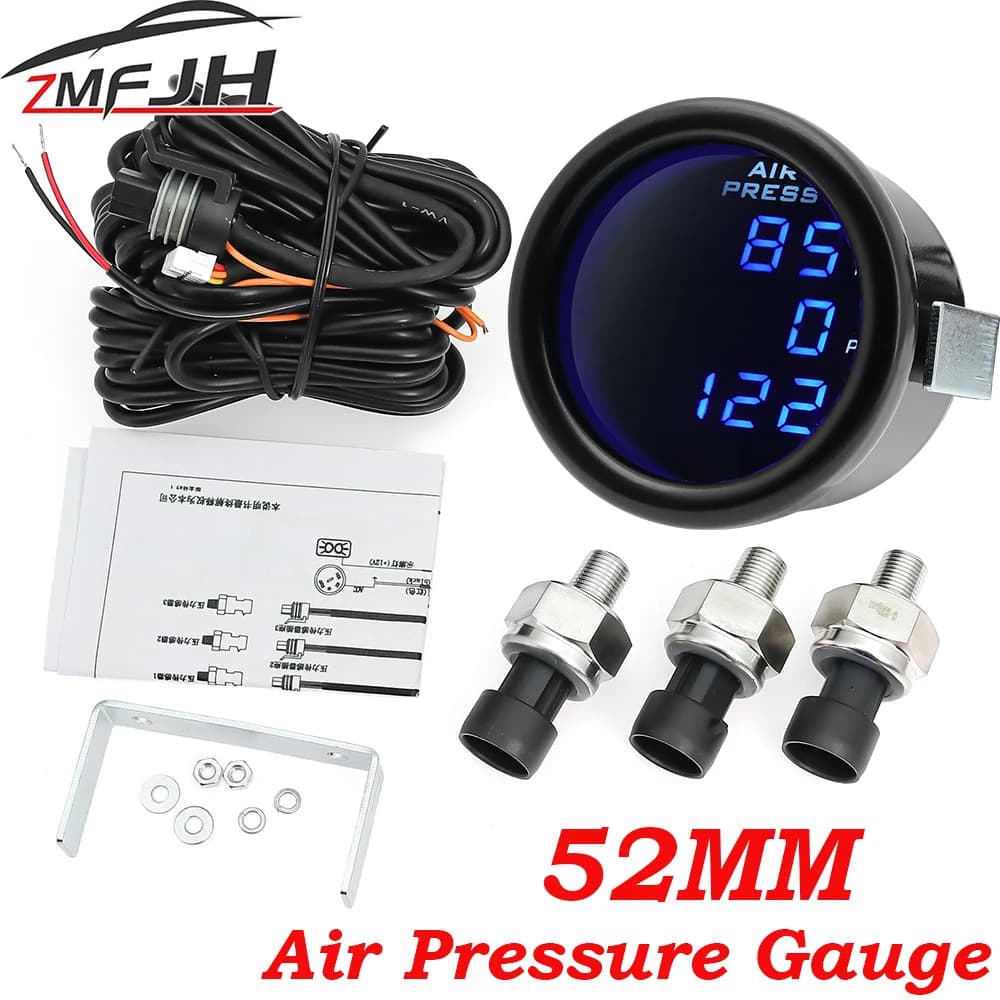 Medidor de presión de aire Digital LED con pantalla Dual Triple, 0-220PSI, con 3 uds./2 uds., sensores 1/8NPT para medidor de coche