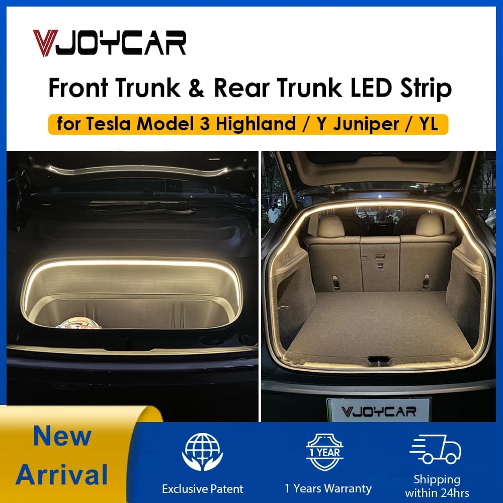 VJOYCAR Nuevo Modelo Y Juniper YL New 3 Highland, Tira de Luces LED Impermeables para Maletero Trasero y Delantero, Iluminación Ambiental, Conexión Plug & Play