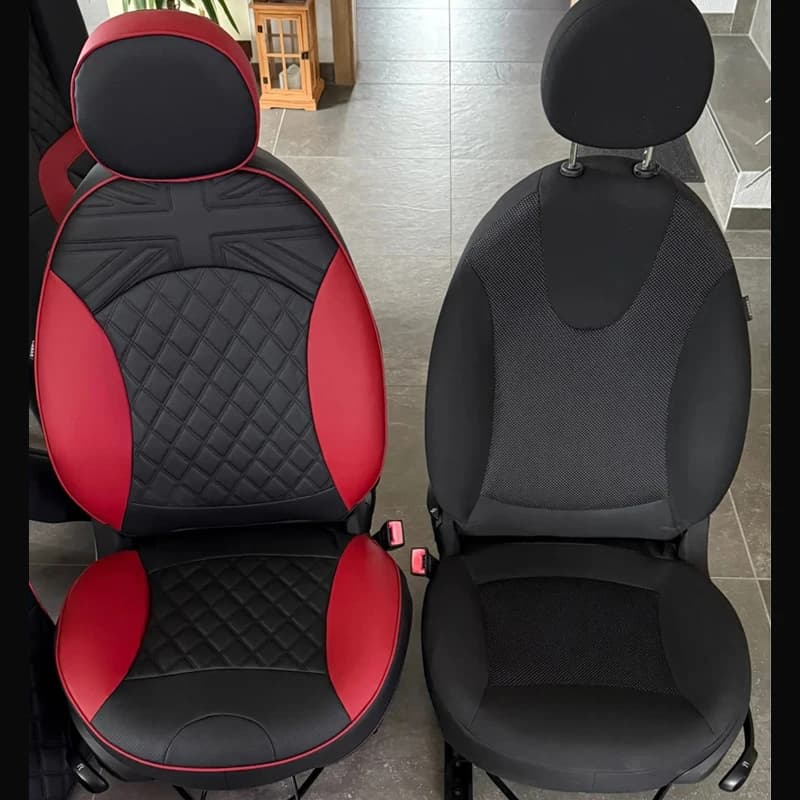 Para Mini Cooper R56 R55 F54 CLUBMAN R50 R53 F55 F56 R57 F57 R60 F60 COUNTRYMAN, Mejora Interior, Protección de Asientos Personalizada en Cuero