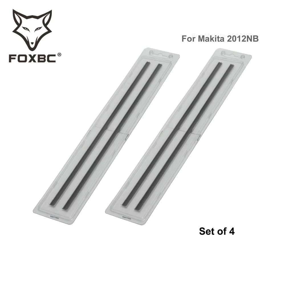 FOXBC 12" 305 x 8 x 2 mm HSS Espesor Cuchillas cepilladoras de madera para Makita 2012NB, 2012 y propietarios domésticos Herramienta de carpintería 2 juegos