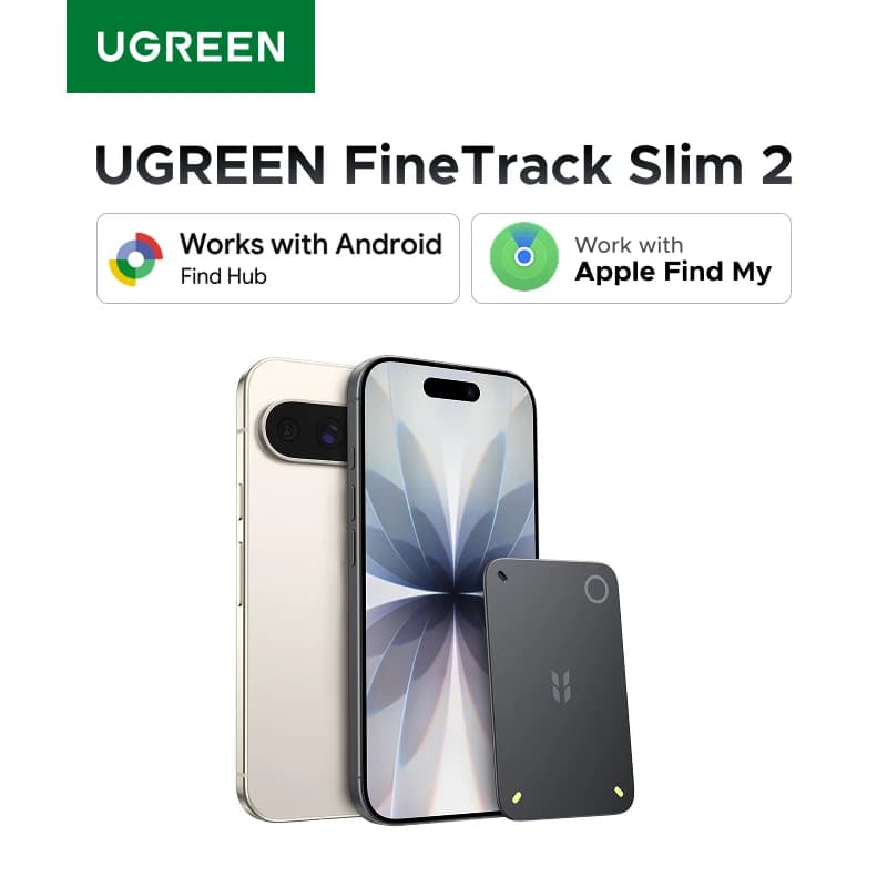 Localizador Inteligente UGREEN FineTrack Slim Duo, Sistema Dual Compatible con iOS y Android, Rastreo Global, 5 Años, Buscador Bluetooth