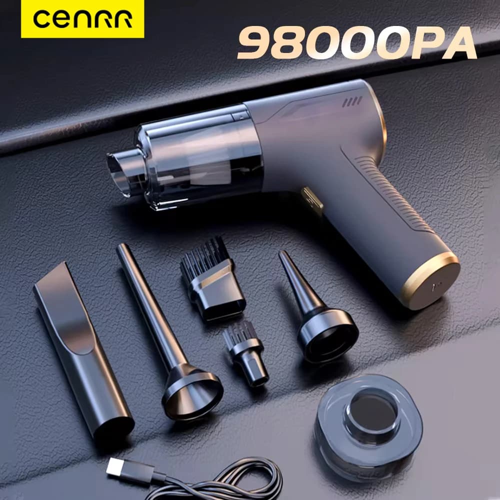 CENRR-aspiradora de coche 98000PA, aspiradora inalámbrica portátil, potente máquina de limpieza de mano de succión fuerte para electrodomésticos