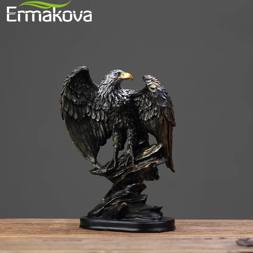 ERMAKOVA-escultura de águila Retro, adornos de decoración de habitación, riqueza, Animal, oficina, estudio en casa, decoración de estatua abstracta