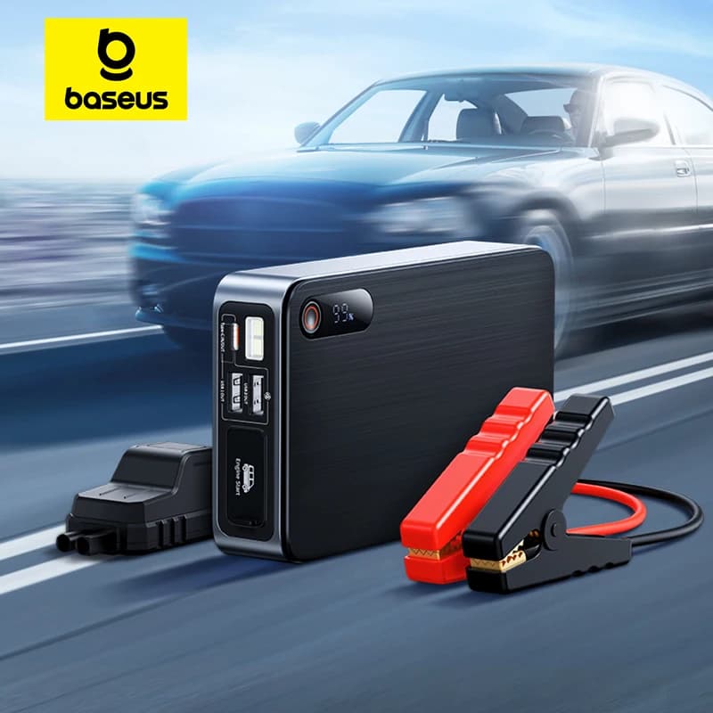 Baseus-arrancador de batería portátil para coche, dispositivo de arranque de emergencia, 1200A, Banco de energía, 12000mAh, 2.5L/6L