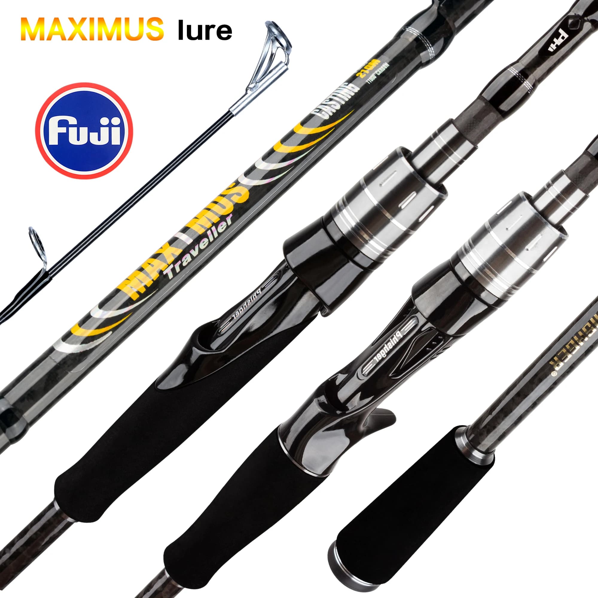 Caña de pescar con señuelo MAXIMUS, 1,8 m, 2,1 m, 2,4 m, 2,7 m, 3,0 m, 30T, guía FUJI para Baitcasting, fundición de viaje, 3-35g L/M/MH BIUTIFU