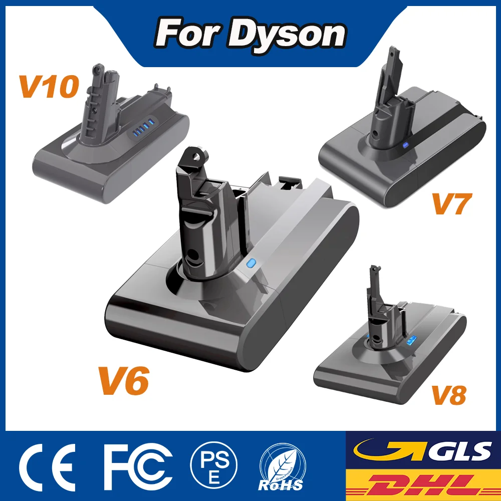Batería de aspiradora Powtree 6,0/8,0Ah para Dyson V6 V7 Series V8 V10 DC58 DC62 SV11 SV12 SV10 Animal esponjoso absoluto