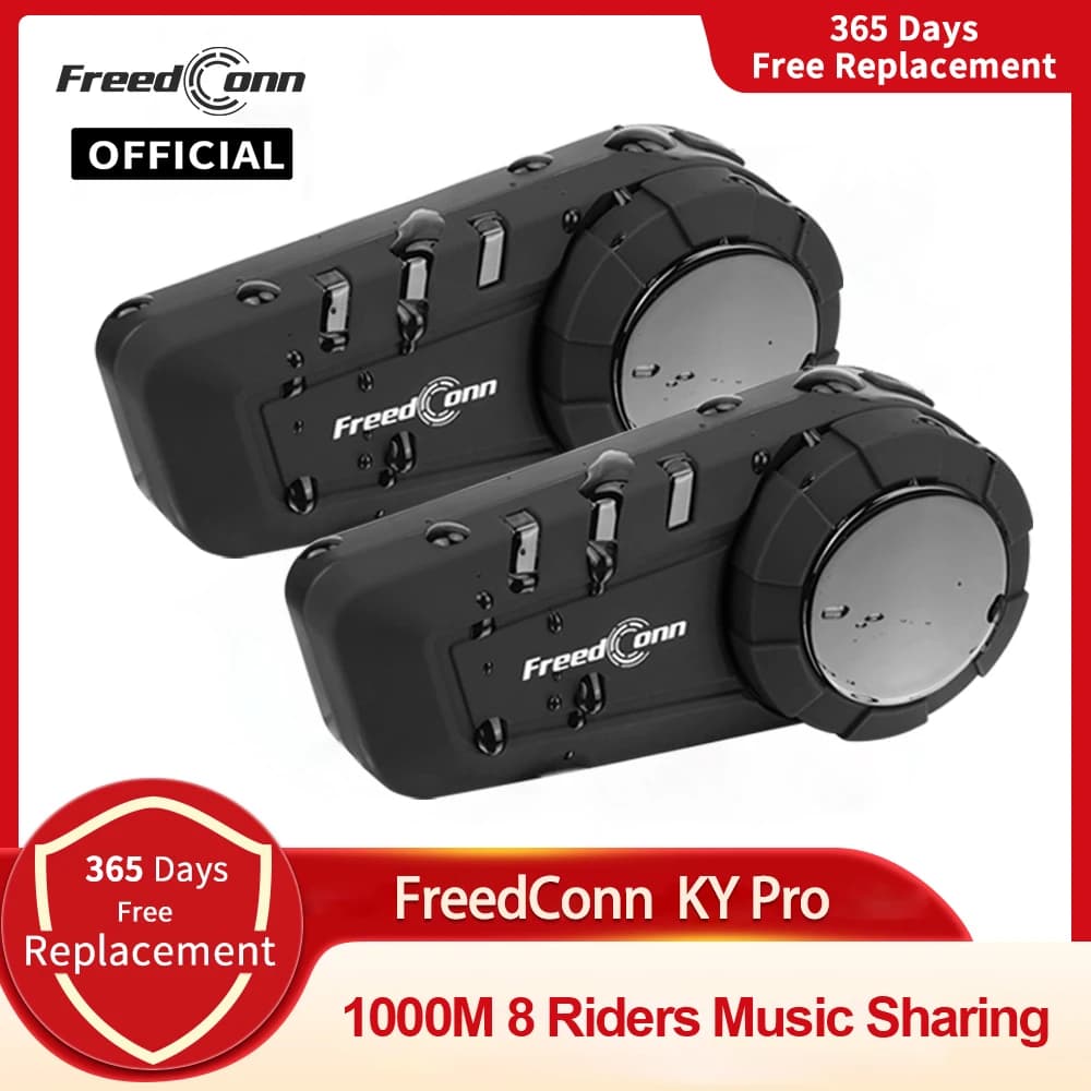 Intercomunicador para Motocicleta Freedconn KY Pro, Auriculares Bluetooth para Casco, 6 Motociclistas, 1000M, Interfono Impermeable para Grupos de Motocicletas