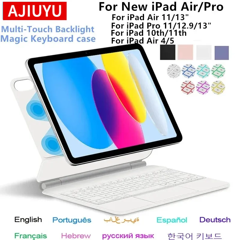 Teclado Mágico con Panel Táctil para iPad Air 11 13 M4 2026 M3 M2 iPad 10 10th Air 4 5 6 iPad Pro 11 12.9 13'' M5 M4 Funda Inteligente Retroiluminada