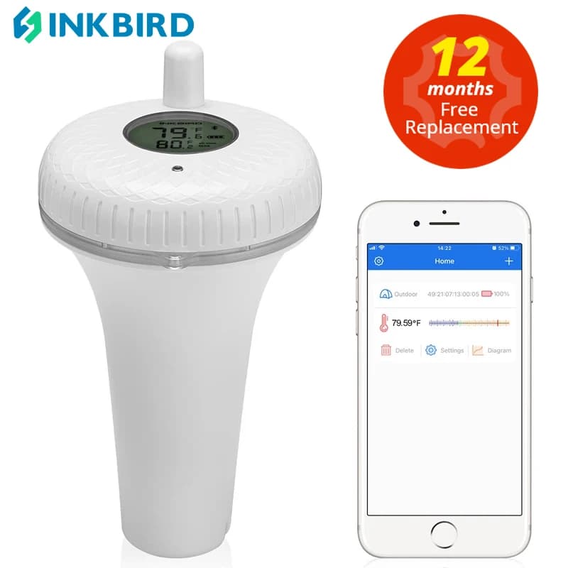 INKBIRD-termómetro flotante inalámbrico para piscina, medidor Digital de temperatura, IBS-P01B, para natación, SPA, estanque, bañera, resistente al agua