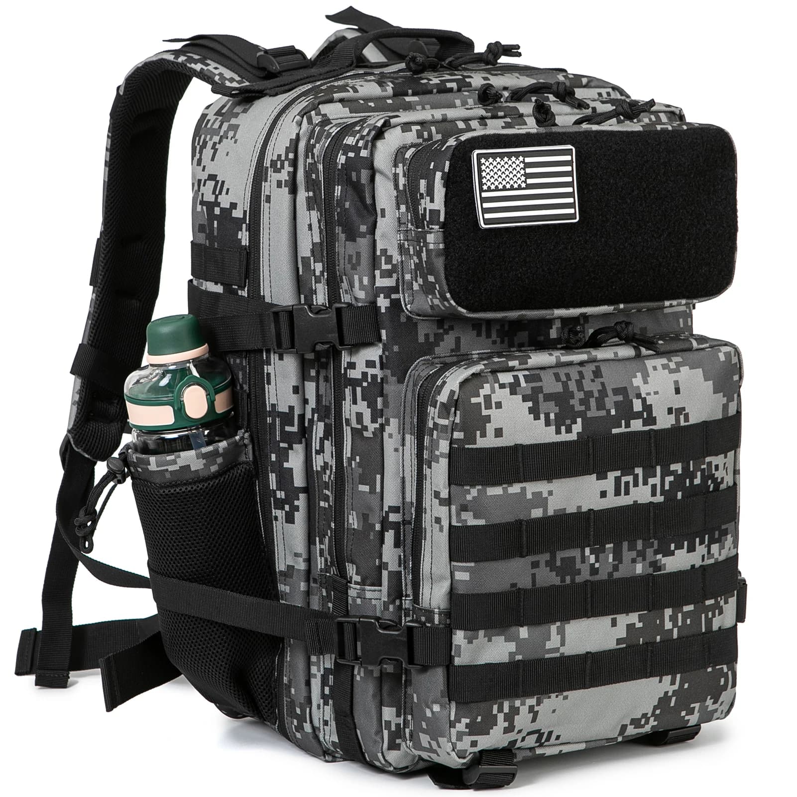 Mochila Táctica de 45L, Bolsa de Supervivencia, Mochila MOLLE para Caza, Gimnasio, para Hombre, EDC, Senderismo al Aire Libre, con Porta Botella