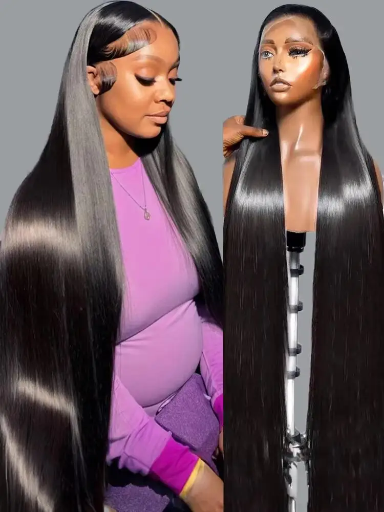 40 46 pulgadas 200 peluca Frontal de densidad para mujeres negras pelucas brasileñas cabello humano 5x5 hueso recto HD pelucas delanteras de encaje transparente