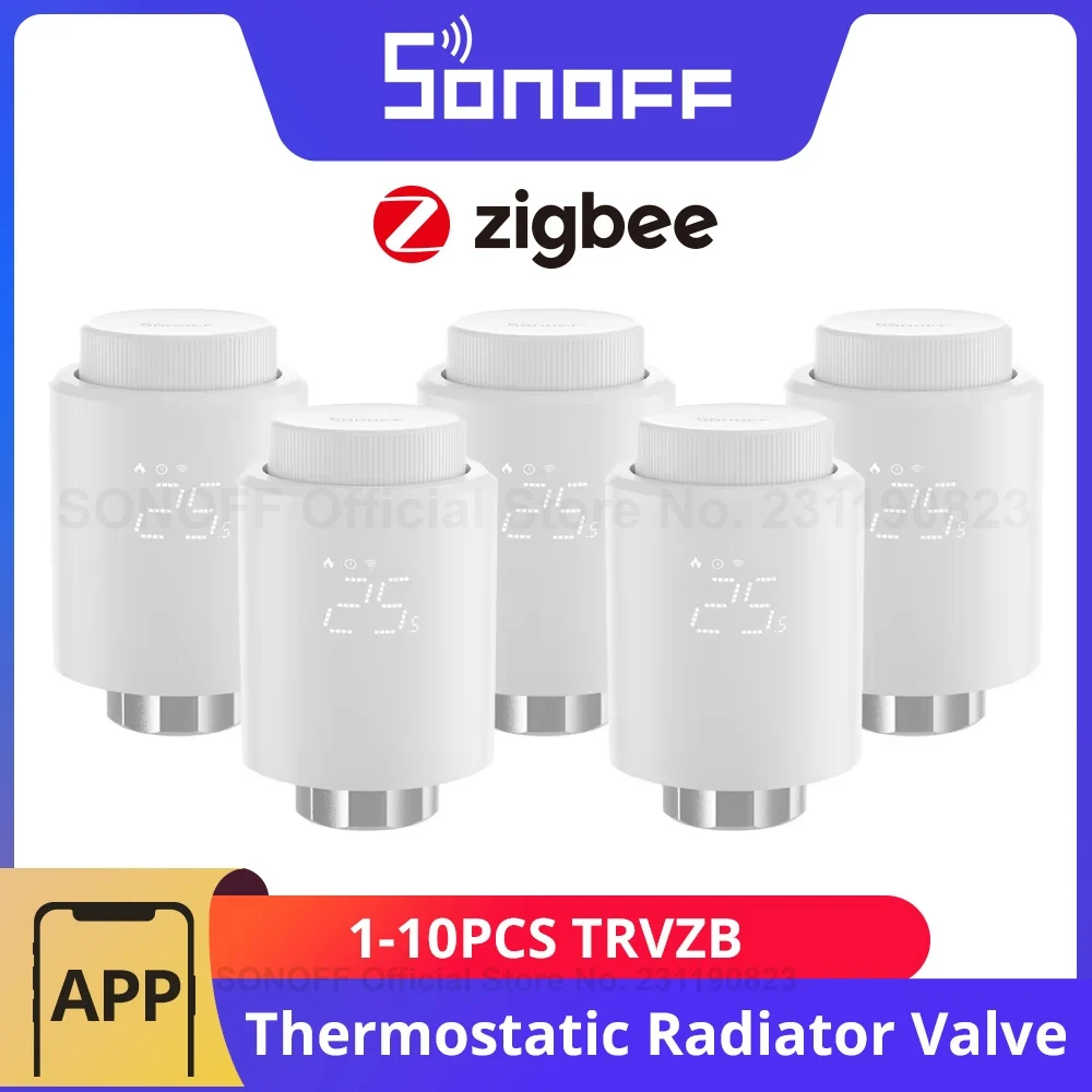 Válvula termostática para radiador SONOFF TRVZB Zigbee, Control por aplicación remota eWeLink para hogar inteligente, funciona con SONOFF ZB Bridge-P, 1-6 uds.