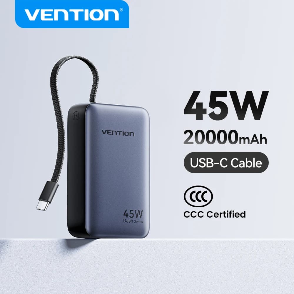 Vention CCC 45W 20000mAh banco de energía cargador portátil de carga rápida para Xiaomi iPhone Pro Max Samsung Galaxy batería 3C Powerbank