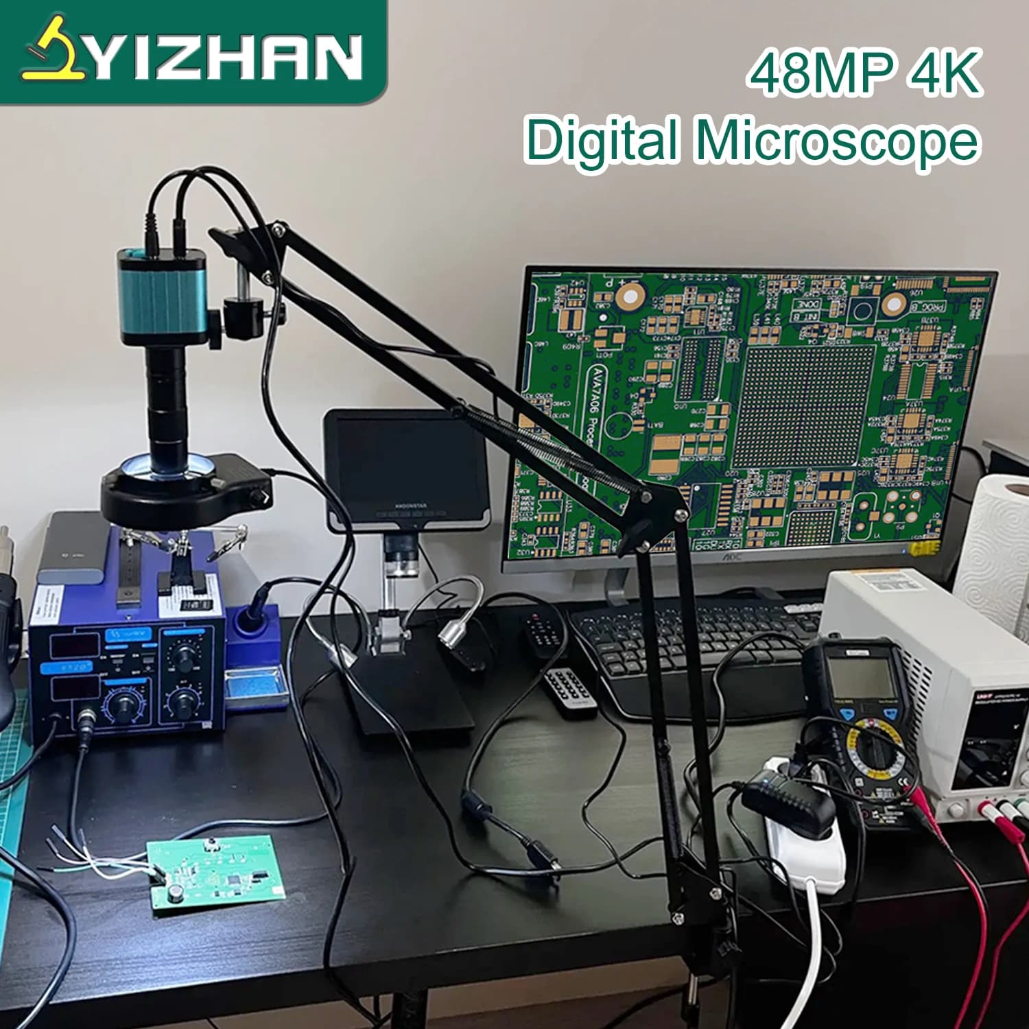 YIZHAN 48MP 4K electrónica soldadura microscopio FULL HD 1080P HDMI cámara USB Software 1-150x soporte de lente envío desde Europa
