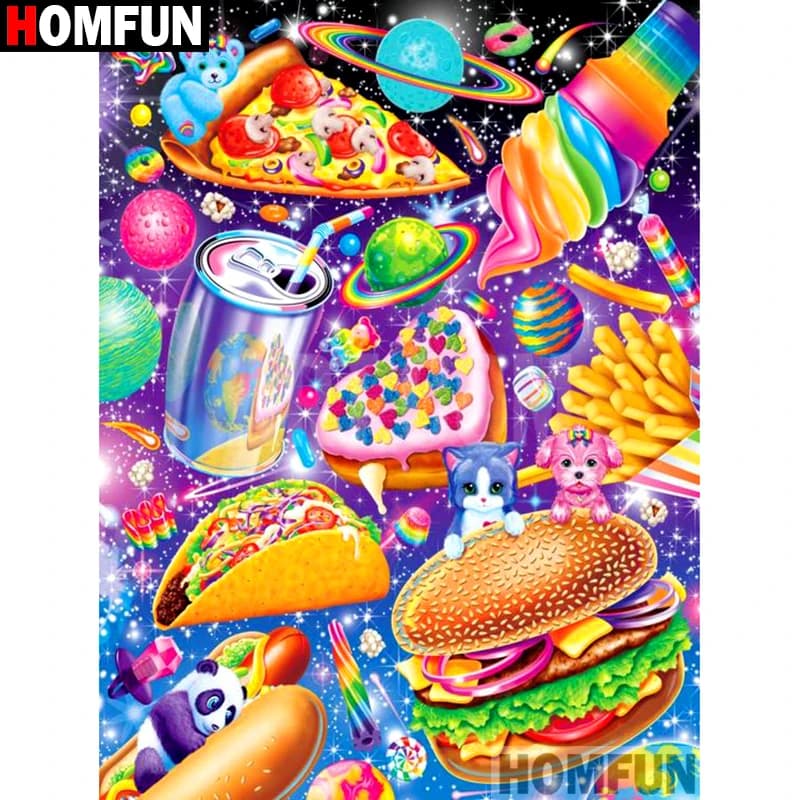 HOMFUN-pintura de diamante redondo/cuadrado completa, cuadro artesanal 5D, bordado de "comida de Color", punto de cruz 3D, decoración del hogar, regalo A12656