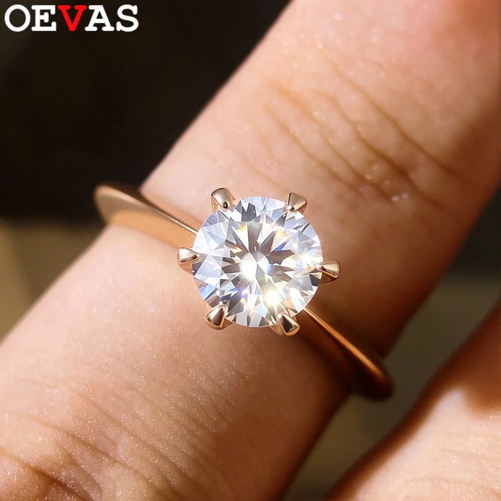 Oeves-anillos de boda de moissanita para mujer, joyería de plata de ley 100%, Color oro blanco de 18 quilates, 925