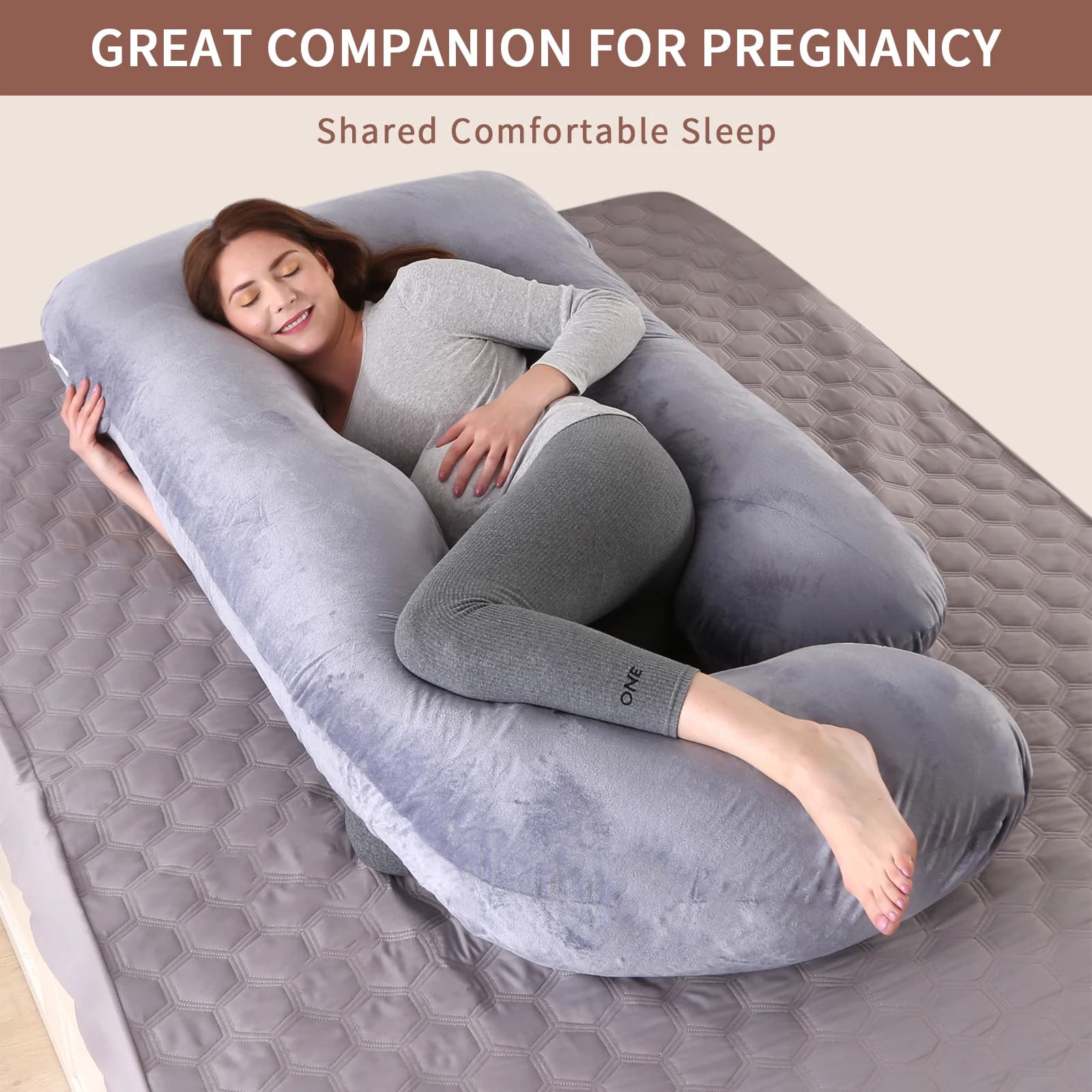 Almohadas de embarazo para dormir, almohada de maternidad de cuerpo completo en forma de G con funda extraíble, soporte para el vientre para mujeres embarazadas