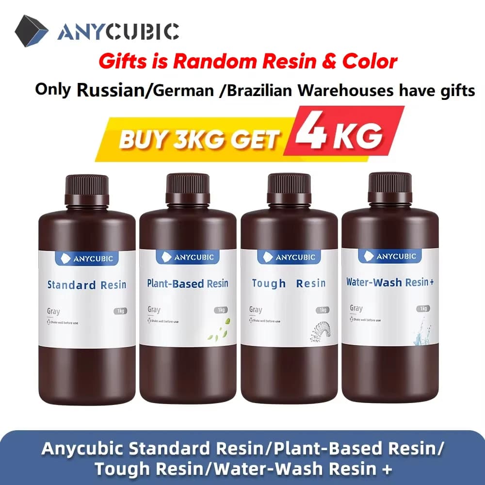 Resina ANYCUBIC estándar lavable con agua/resina UV resistente para impresora 3D LCD, fotopolímero líquido sensible de 405nm para impresión 3D