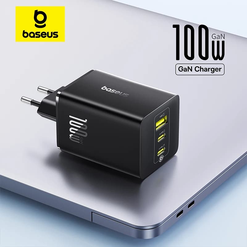 Baseus 100W cargador rápido GaN cargador para iPhone 17 16 Xiaomi Samsung portátil tableta USB C cargador QC PD cargador de teléfono USB