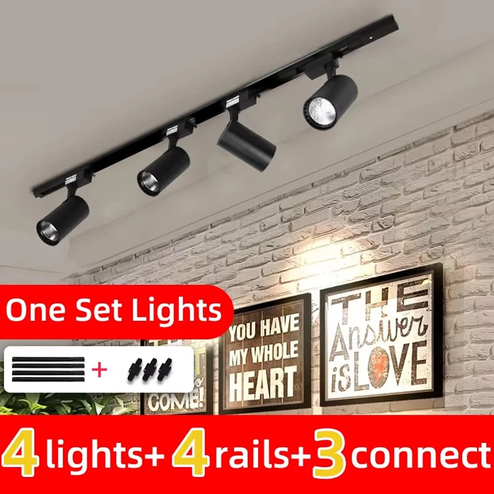 Punto de luz de pista Led 220V COB lámpara de pista de techo sistema de iluminación de riel conjunto de rieles punto para tienda de ropa sala de estar tienda hogar