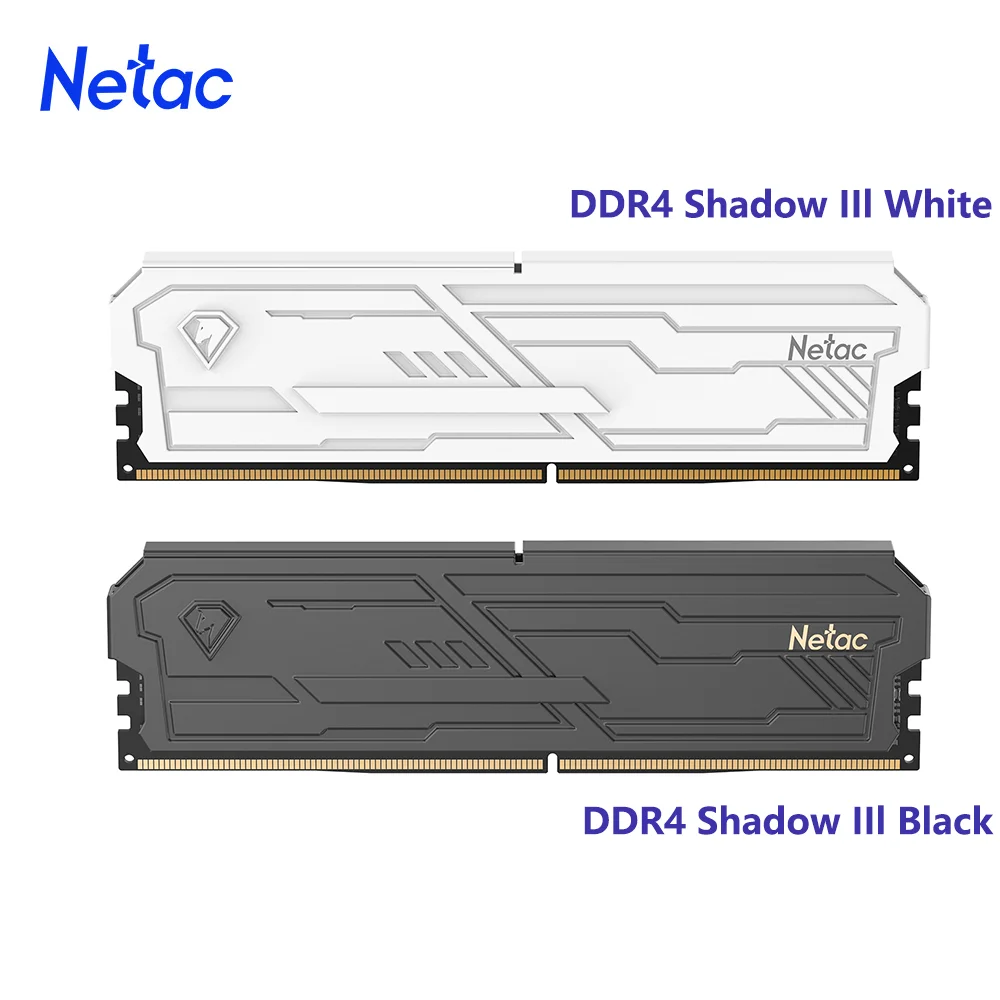 Memoria RAM Netac DDR4 Shadow Ill 3200MHz 3600MHz UDIMM DDR4 8G 16G 8Gx2 16Gx2 con Disipador de Calor de Aluminio Compatible con XMP2.0 para Escritorio