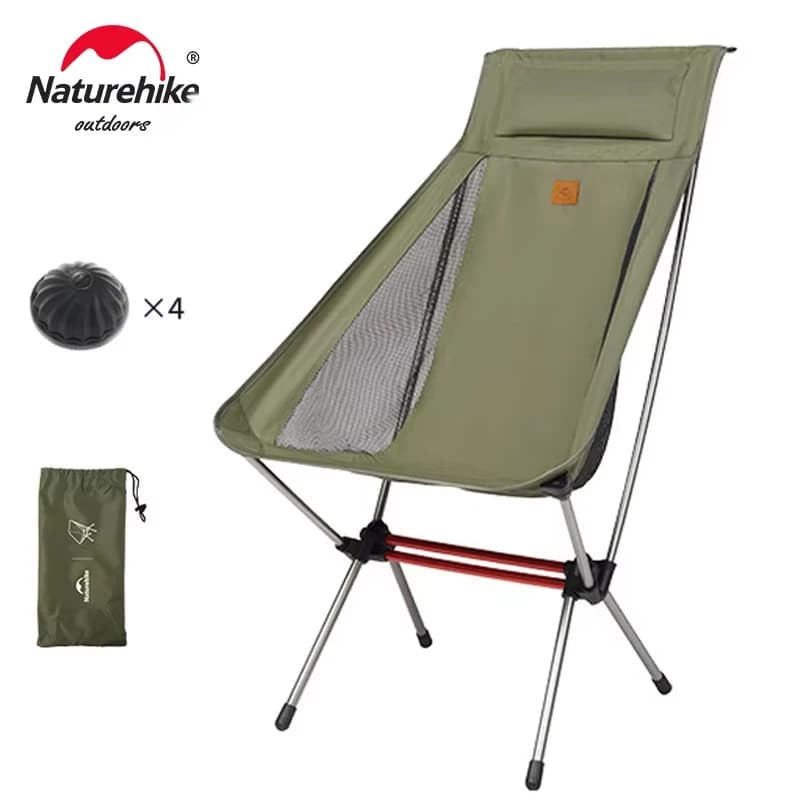 Silla de Camping Naturehike L01 L02 Moon Chair, Portátil, Ultraligera, Fácil de Instalar, Plegable, para Pesca, Picnic, Playa, con Patas Esféricas