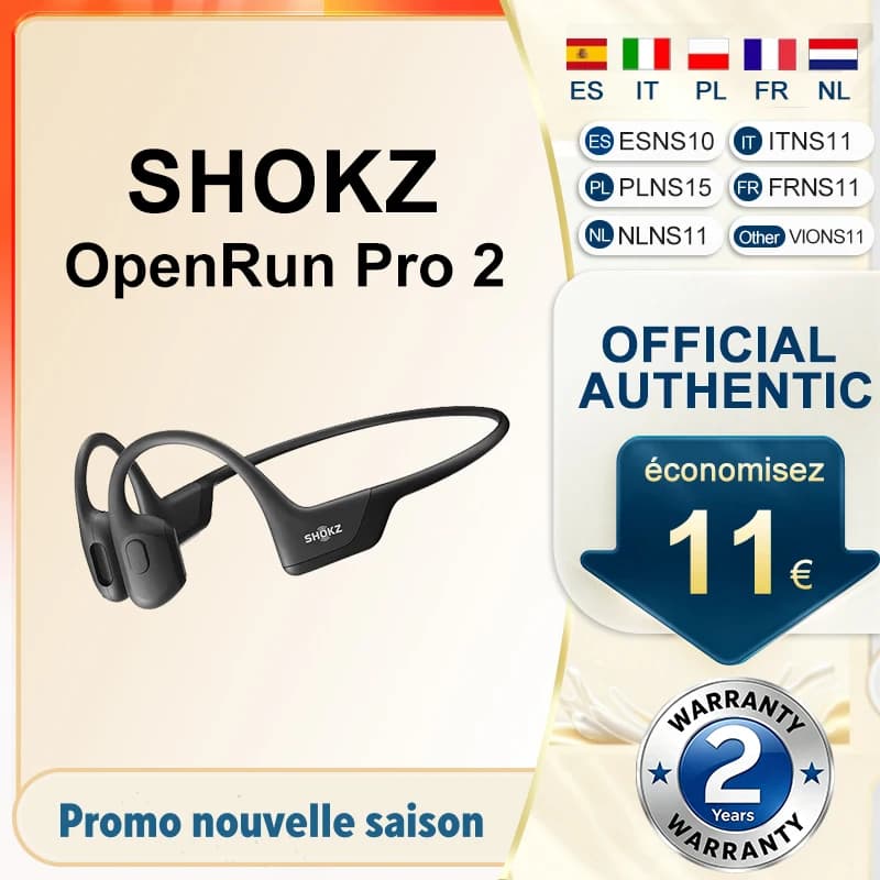 Audífonos Deportivos Originales SHOKZ OpenRun Pro 2 S820, Conducción Ósea, Inalámbricos, Bluetooth 5.3, Resistentes al Agua IP55, 12 Horas de Reproducción