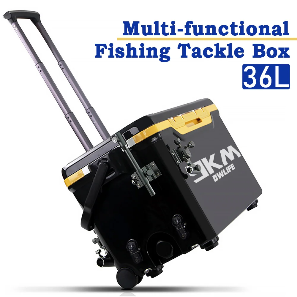 Caja de Pesca Multifuncional, Caja Refrigeradora para Pesca de 36L, Caja de Almacenamiento para Pesca con Patas Elevables y Ruedas