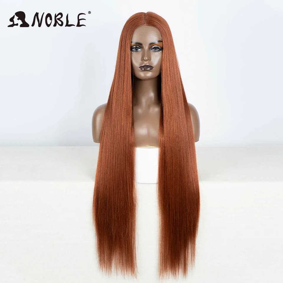 Noble-Peluca de cabello sintético para mujer afroamericana, cabellera artificial larga y recta de 38 pulgadas, color rosa, Rubio degradado, color rubio