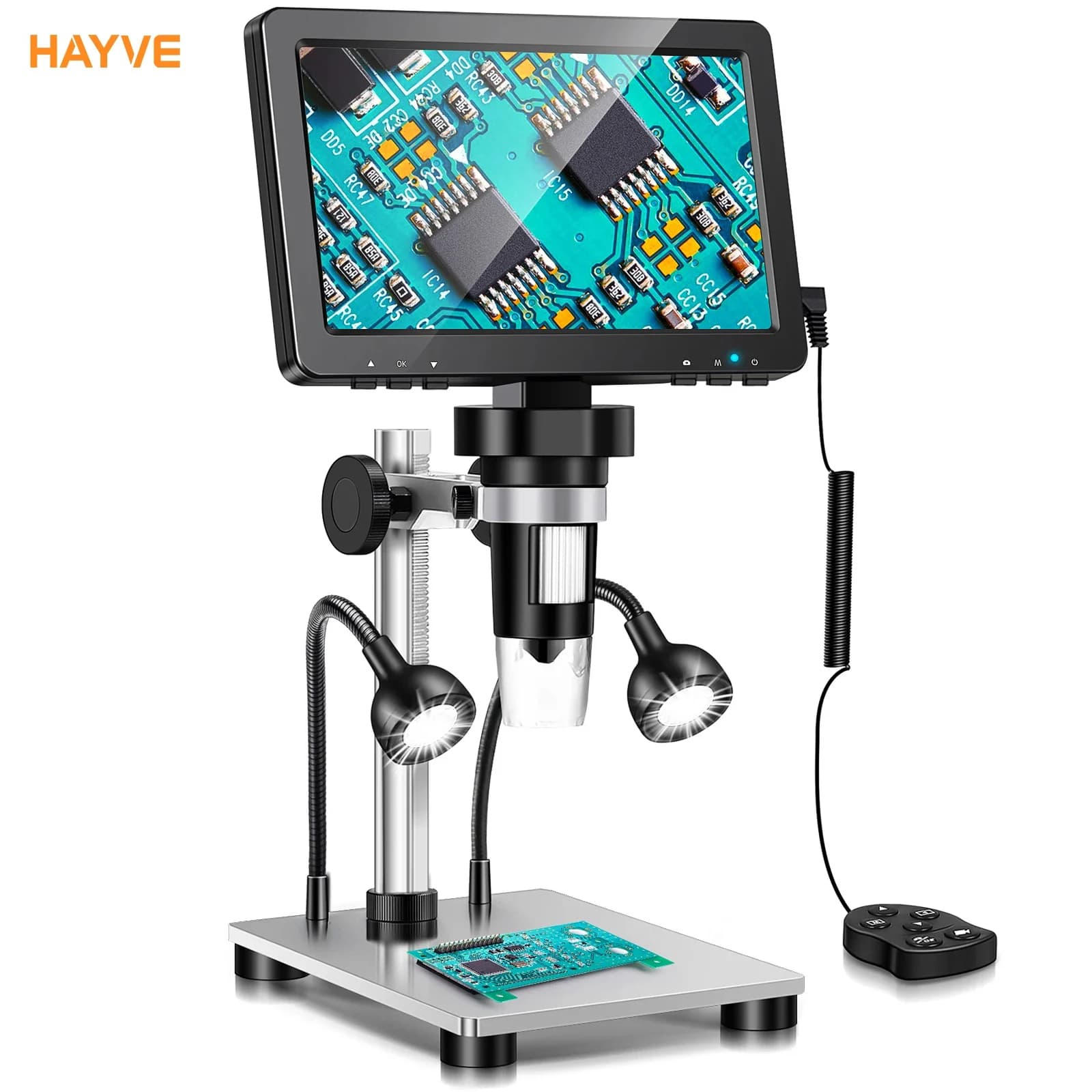 Hayve-microscopio Digital de 7 pulgadas con Zoom 1200X, microscopios electrónicos HD de 12MP, lupa de cámara para soldar, microscopio de reparación de teléfonos