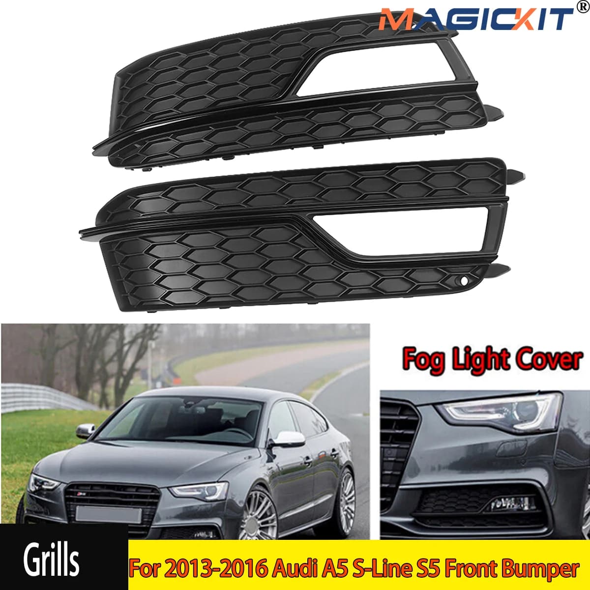 Parachoques delantero para Audi, rejilla de luz antiniebla negra, cubierta embellecedora, modelos A5 s-line S5, 2013, 2014, 2015 y 2016, por un par