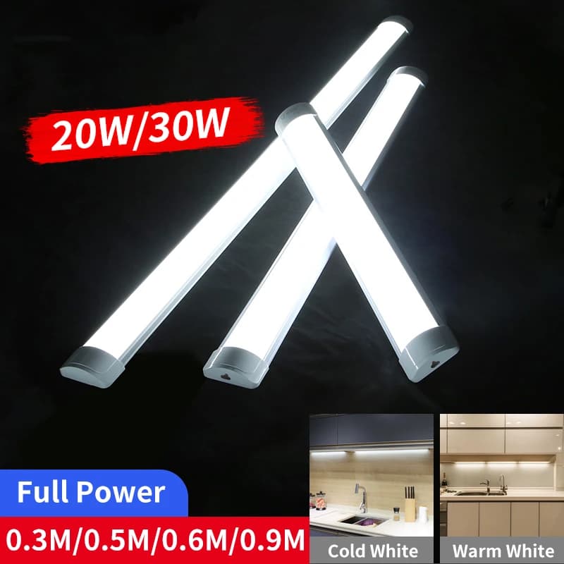 Juego completo de luces Led para cocina, luces para debajo del gabinete, 10W, 20W, 220V, 110V, lámpara de pared con barra de tubo LED para cocina, armario, dormitorio, enchufe europeo de 1,8 M