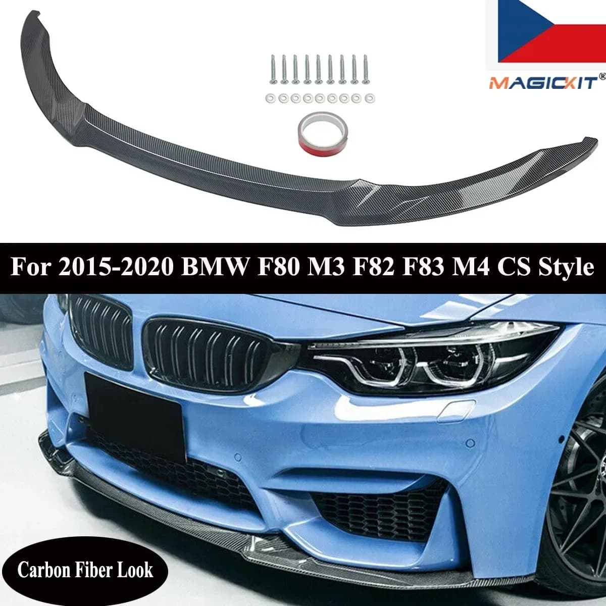 Labio de parachoques delantero para BMW M3 M4 F80 F82 F83 2015 + cubierta divisora difusor Kits protectores Gurad sintonización de estilo CS