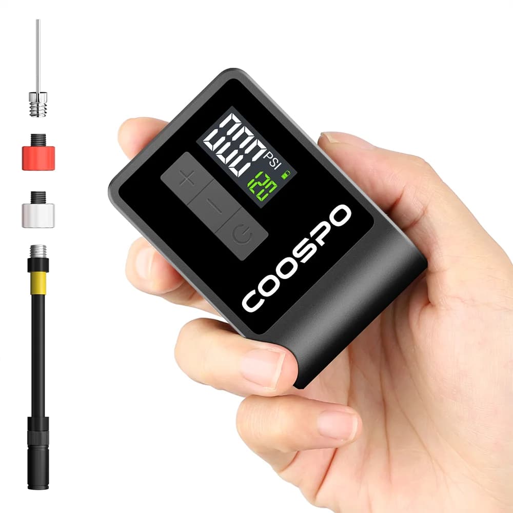 COOSPO Mini bomba de aire eléctrica inflador Digital portátil 120PSI 500mAh MTB accesorios de bicicleta de carretera para neumáticos Schrader Presta