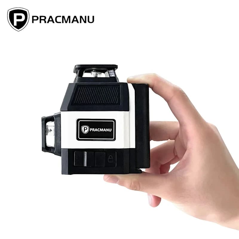 Pracmanu Mini Nivel Láser 12 Líneas Nivel 3D Autonivelante 360 ° Líneas de haz láser verde cruzado horizontal y vertical