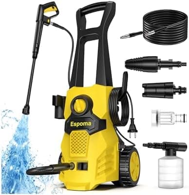 𝟕𝟎% Hidrolimpiadora de Alta Presión, 120 Bar, Caudal de 380 l/h, área de Trabajo 30 m²/h, Ideal para Hogar, Jardín y Coche –Incluye Manguera de 7m, Bomba de Aluminio, Radio de Acción 12m