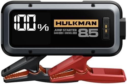 HULKMAN Alpha85 Arrancador de Coches 20000mAh 2000A Arrancador de Baterías de Coche (para 8,5L de Gasolina o 6,0L de Diésel) con Linterna LED de Emergencia Impermeable 65W Carga Rápida