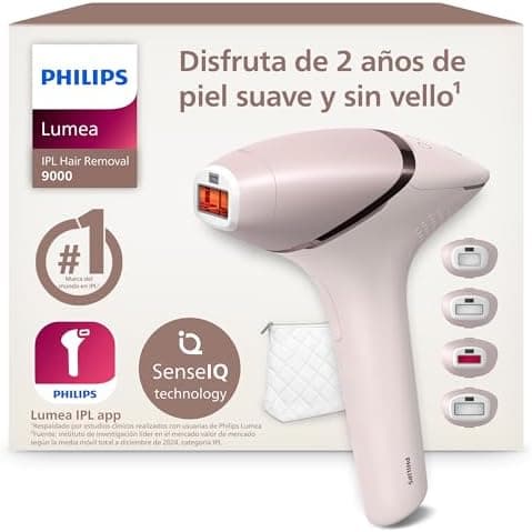 Philips Lumea Serie 9000, Depiladora Luz Pulsada, IPL, Piel Suave Desde Casa, Con Funda, Accesorios para el Cuerpo, Cara, Bikini y Axilas, Sin Cable, Alternativa a Depilación Láser. BRI957/00
