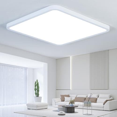 EASY EAGLE Plafon LED Techo, 50CM Superficie Panel Led 6500K, 52W Cuadrada Lámpara de Techo Moderna, Luz LED Techo Para Oficina Dormitorio Salon Cocina Comedor Balcón Baño