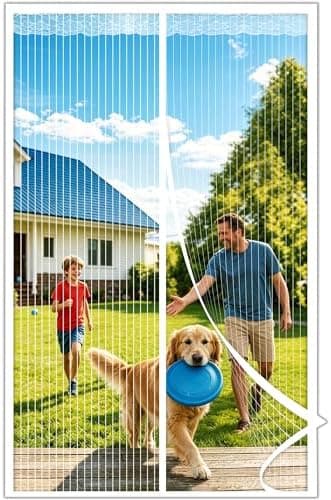 Mosquitera Puerta Magnetica 120x200CM, Cortinas Antimoscas Puerta Exterior con Iman, Cortina Contra Mosquitos con Imanes, Cortinas Antimosquitos para Puertas Exteriores, Fly Curtains for Door(Blanco)